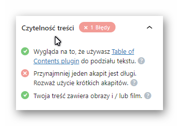 Czytelność treści