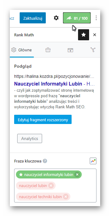 Nauczyciel Informatyki Lubin jako fraza kluczowa w optymalizacji strony