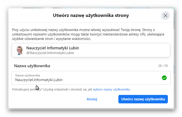 Wpisuję nazwę użytkownika